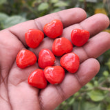 10 PIECES PACK' 14-16 MM APPROX' HANDMADE HEART SHAPED GLASS BEADS