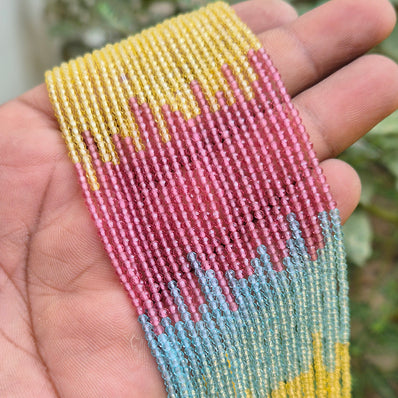 1 LINE/STRING PACK' 2 MM MINI TRIPLE SHADE HYDRO BEADS' 14-15 INCHES LONG