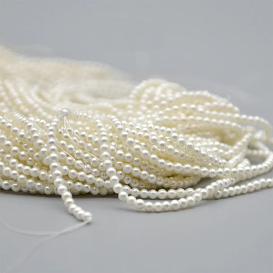 2 MM Off White color, 190~192pcs/Strand/line Natural Italian Shell Pearl Beads