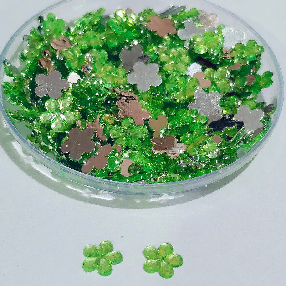 50Grams Pkg. 8 Colors Choice ! 6mm Flower Rhinestone Acrylic Embellishments (No Hole) | Flatback Plastic Stones for Jewelry & Craft