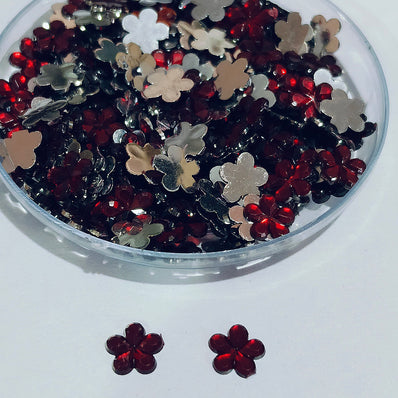 50Grams Pkg. 8 Colors Choice ! 6mm Flower Rhinestone Acrylic Embellishments (No Hole) | Flatback Plastic Stones for Jewelry & Craft