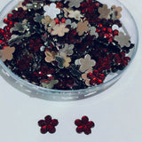 50Grams Pkg. 8 Colors Choice ! 6mm Flower Rhinestone Acrylic Embellishments (No Hole) | Flatback Plastic Stones for Jewelry & Craft
