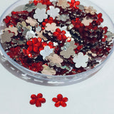 50Grams Pkg. 8 Colors Choice ! 6mm Flower Rhinestone Acrylic Embellishments (No Hole) | Flatback Plastic Stones for Jewelry & Craft