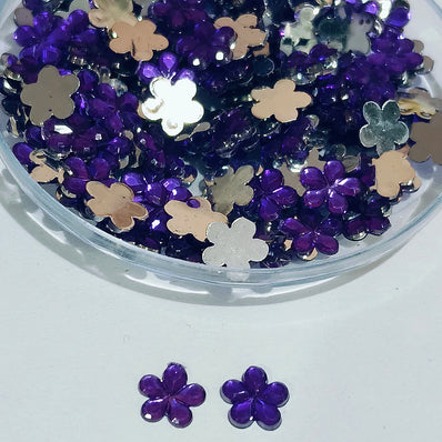 50Grams Pkg. 8 Colors Choice ! 6mm Flower Rhinestone Acrylic Embellishments (No Hole) | Flatback Plastic Stones for Jewelry & Craft