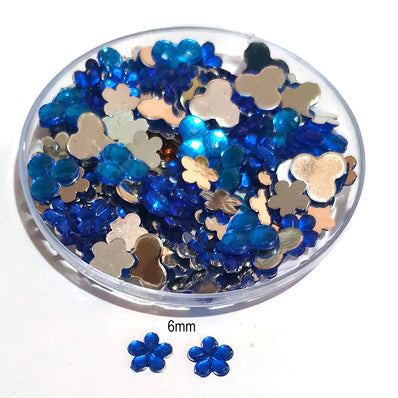50Grams Pkg. 8 Colors Choice ! 6mm Flower Rhinestone Acrylic Embellishments (No Hole) | Flatback Plastic Stones for Jewelry & Craft