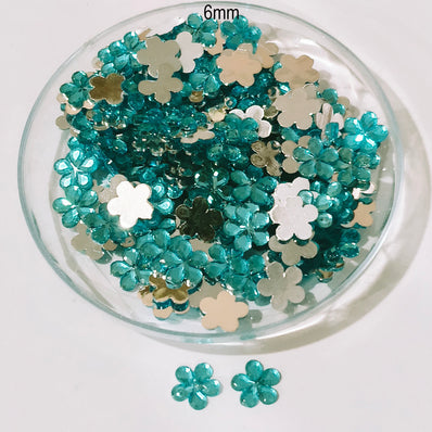 50Grams Pkg. 8 Colors Choice ! 6mm Flower Rhinestone Acrylic Embellishments (No Hole) | Flatback Plastic Stones for Jewelry & Craft