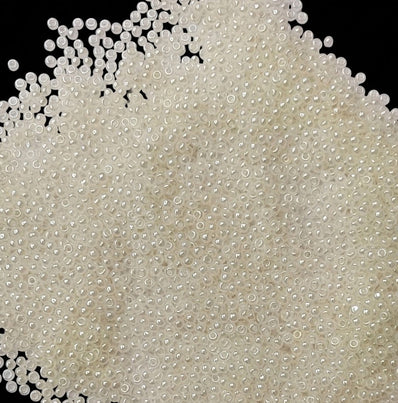 25 grams pkg. 11/0 size (2mm) Whiter Alabaster luster glass seed beads, Matubo Czech Glass Beads