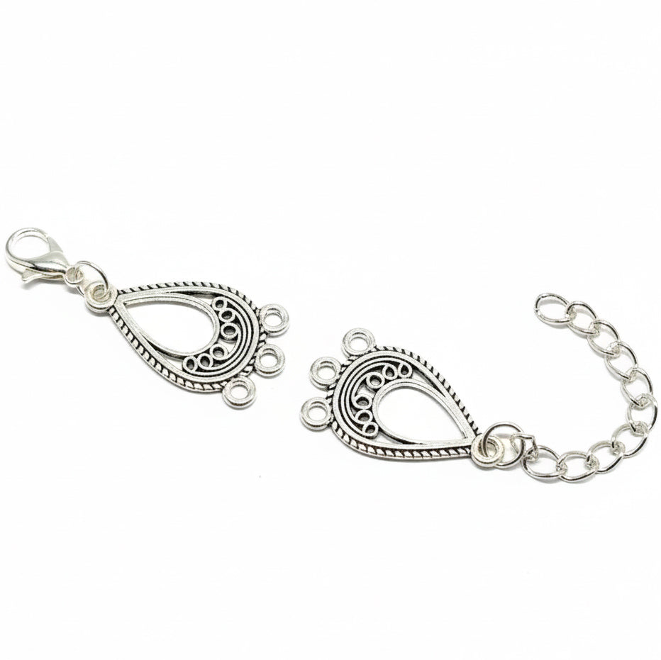 10pcs, Silver antique extension findings for multi row necklace and bracelets making