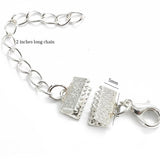 10pcs Ribbon Crimp with 2 inches extension chain for jewelry making