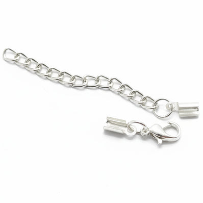 10 PCS Silver plated 3" long Tips Ribbed Crimp Findings extension for Jewellery making raw materials