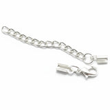 10 PCS Silver plated 3" long Tips Ribbed Crimp Findings extension for Jewellery making raw materials