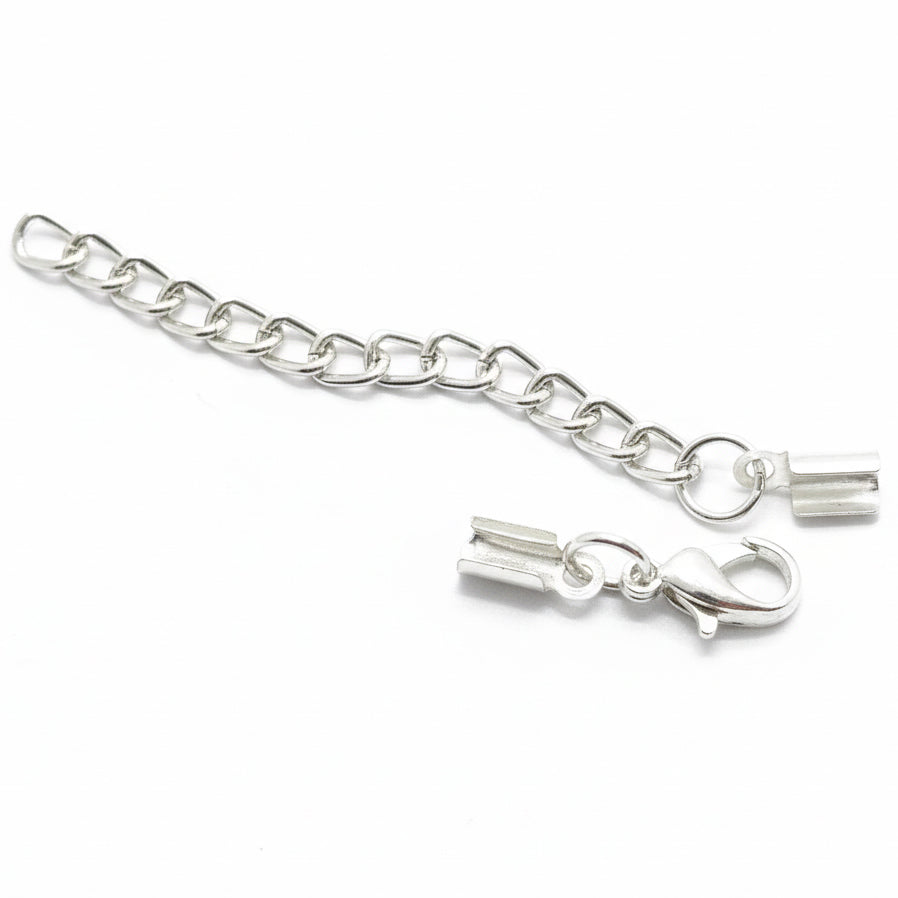 10 PCS Silver plated 3" long Tips Ribbed Crimp Findings extension for Jewellery making raw materials