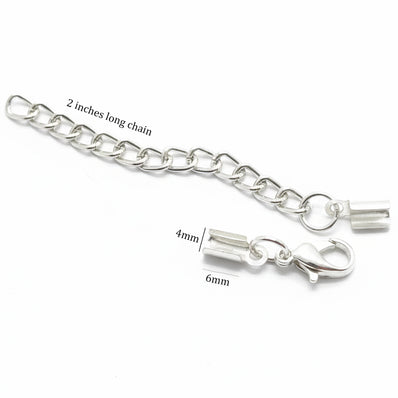 10 PCS Silver plated 3" long Tips Ribbed Crimp Findings extension for Jewellery making raw materials