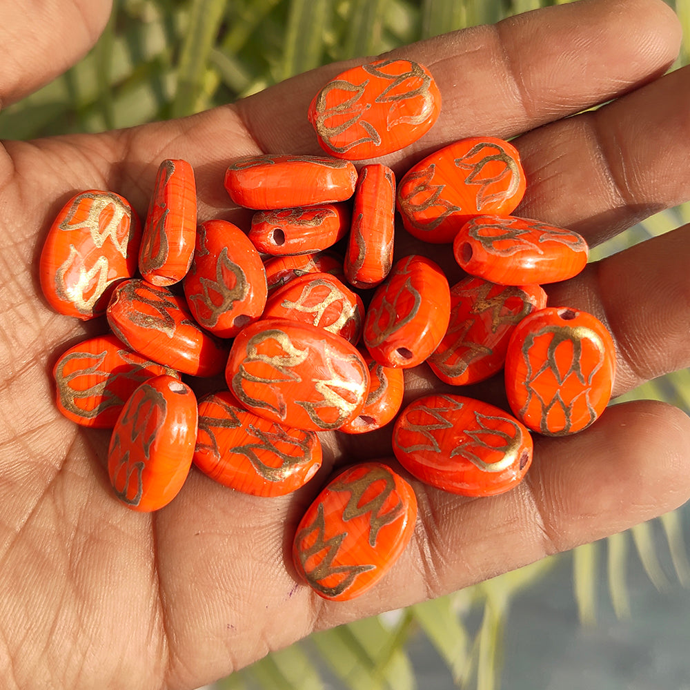 10 PIECES PACK' PACK OF HAND PAINTED GLASS BEADS