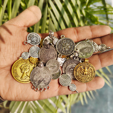 20 PIECES PACK' ASSORTED MIX COIN CHARMS