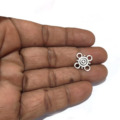 20pcs, 4 loop connector charms for jewelry making Silver antique size about 12~14mm