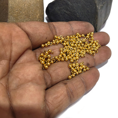 200pcs small loop ball charms, size 3mm Ghunghroo ball Gold antique