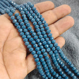 1 LINE/STRING PACK 6x4 MM OPAQUE TEAL BLUE CRYSTAL TYRE GLASS BEADS (APPROX BEADS 80-85)