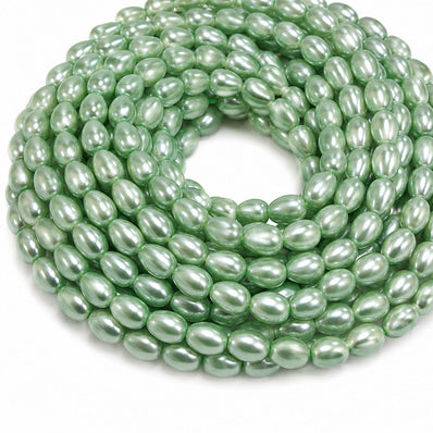 8x11mm Drop Glass Pearl Beads Strand – Mint Green Pearl Finish – Approx. 63~64 Beads per String – Jewelry Making Supplies