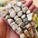 INDIAN TREE AGATE STONE BEADS NATURAL, 12-18 MM APPROX SOLD PER LINE 14 INCHES LONG, APPROX 30-32 BEADS.