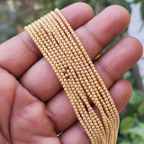 2 MM Lite Gold Color, 190~192pcs/Strand/line Natural Italian Shell Pearl Beads