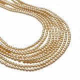 2 MM Lite Gold Color, 190~192pcs/Strand/line Natural Italian Shell Pearl Beads
