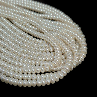 1 STRING/LINE PACK'4x3 MM'ROUNDEL SHAPE SHELL PEARL