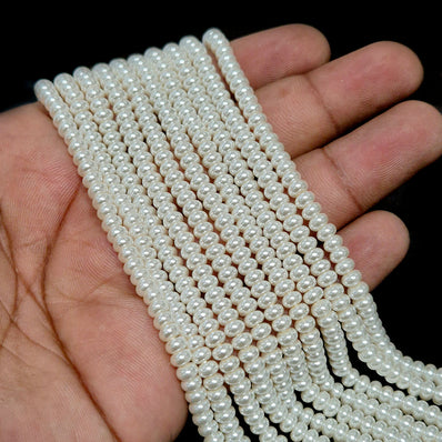 1 STRING/LINE PACK'4x3 MM'ROUNDEL SHAPE SHELL PEARL