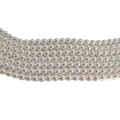 4mm Round Shell Pearl Beads with a smooth glossy finish, ideal for minimalist jewelry, seed-bead designs, and detailed crafting. Uniform, durable, and elegant for premium DIY projects. Sold Per Line 97~98 beads