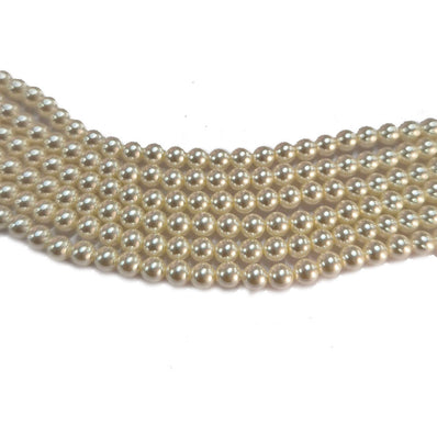 4mm Round Shell Pearl Beads with a smooth glossy finish, ideal for minimalist jewelry, seed-bead designs, and detailed crafting. Uniform, durable, and elegant for premium DIY projects. Sold Per Line 97~98 beads