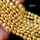 COIN SHAPE ITALIAN SHELL PEARLS' GOLDEN COLOR' SIZE' 10 MM' APPROX 40-41 BEADS