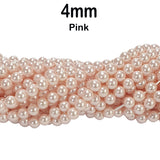 4 MM SIZE ROSE PINK/LITE PINK PER STRAND SHELL PEARL A GRADE HIGH LUSTER PEARLS APPROX 100-101 BEADS