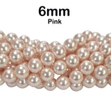 6 MM SIZE ROSE PINK/LITE PINK PER STRAND SHELL PEARL A GRADE HIGH LUSTER PEARLS APPROX 63-64 BEADS