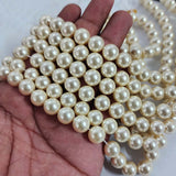 Cream/Off-White PER STRAND 10MM ROUND SHELL PEARL A GRADE HIGH LUSTER PEARLS APPROX 39~41 BEADS