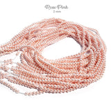 2 MM SIZE ROSE PINK/LITE PINK PER STRAND SHELL PEARL A GRADE HIGH LUSTER PEARLS APPROX 200-201 BEADS