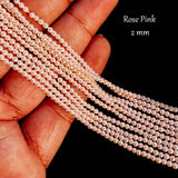 2 MM SIZE ROSE PINK/LITE PINK PER STRAND SHELL PEARL A GRADE HIGH LUSTER PEARLS APPROX 200-201 BEADS