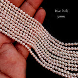 3 MM SIZE ROSE PINK/LITE PINK PER STRAND SHELL PEARL A GRADE HIGH LUSTER PEARLS APPROX 135-136 BEADS