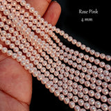 4 MM SIZE ROSE PINK/LITE PINK PER STRAND SHELL PEARL A GRADE HIGH LUSTER PEARLS APPROX 100-101 BEADS
