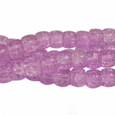 Crackle Glass Beads Drum Shape size 8mm Sold Per Full line about 132~133 beads, lavender Color
