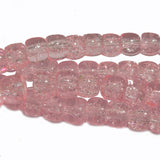 Crackle Glass Beads Drum Shape size 8mm Sold Per Full line about 132~133 beads, Pink color