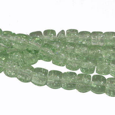 Crackle Glass Beads Drum Shape size 8mm Sold Per Full line about 132~133 beads Green Color