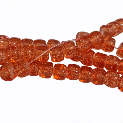 Crackle Glass Beads Drum Shape size 8mm Sold Per Full line about 132~133 beads Coral Orange Color