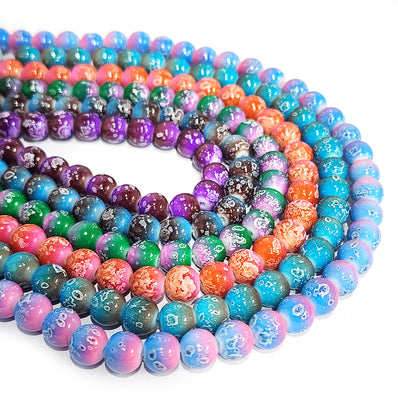 6 LINES COMBO PACK, 8MM SIZE JADE REPLICA FINE QUALITY OF GLASS BEADS FOR JEWELRY MAKING