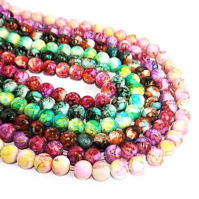 6 LINES COMBO PACK, 8MM SIZE JADE REPLICA FINE QUALITY OF GLASS BEADS FOR JEWELRY MAKING