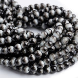 Per Strand, 8MM Round Imitation Jade Glass Beads Strands, Tiger eye stone Style Glass Spacer Beads for Jewelry Making, 31.4 Inches, Black and White