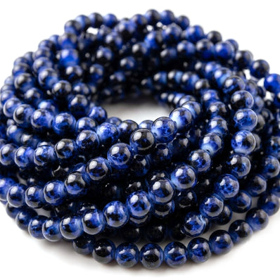Per Strand, 8MM Round Imitation Jade Glass Beads Strands, Tiger eye stone Style Glass Spacer Beads for Jewelry Making, 31.4 Inches, blue