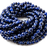 Per Strand, 8MM Round Imitation Jade Glass Beads Strands, Tiger eye stone Style Glass Spacer Beads for Jewelry Making, 31.4 Inches, blue