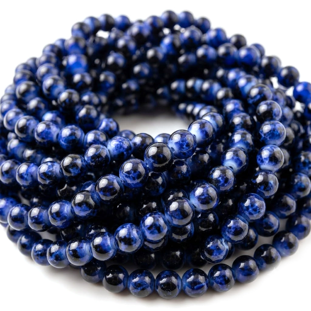 Per Strand, 8MM Round Imitation Jade Glass Beads Strands, Tiger eye stone Style Glass Spacer Beads for Jewelry Making, 31.4 Inches, blue