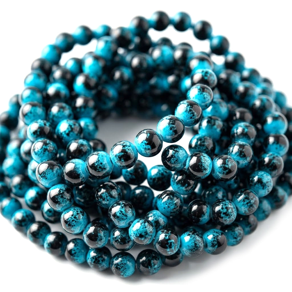 Per Strand, 8MM Round Imitation Jade Glass Beads Strands, Tiger eye stone Style Glass Spacer Beads for Jewelry Making, 31.4 Inches, Turquoise