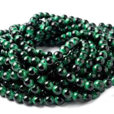 Per Strand, 8MM Round Imitation Jade Glass Beads Strands, Tiger eye stone Style Glass Spacer Beads for Jewelry Making, 31.4 Inches, Green